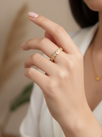 Adjustable Simple Heart Shaped Rose Gold Diamond Ring