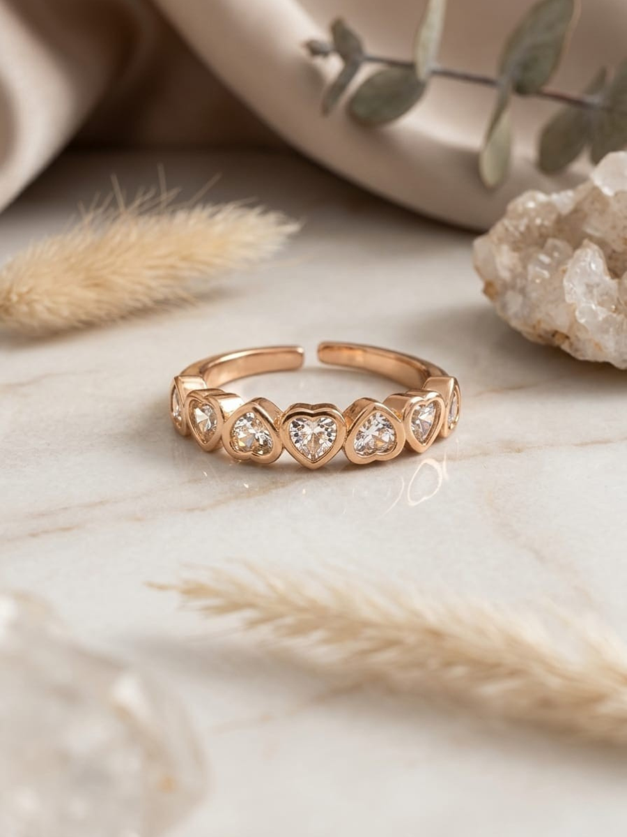 Simple Heart Shaped Rose Gold Diamond Ring