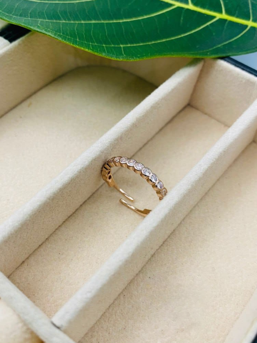 Buy Simple Rose Gold Plated Adjustable Diamond Ring - TheJewelbox