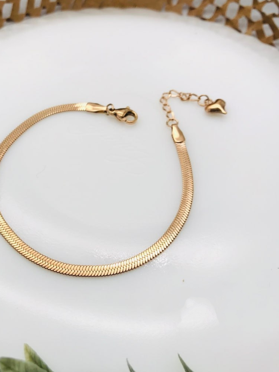 Simple Snake Chain Rose Gold Plated Loose Bracelet