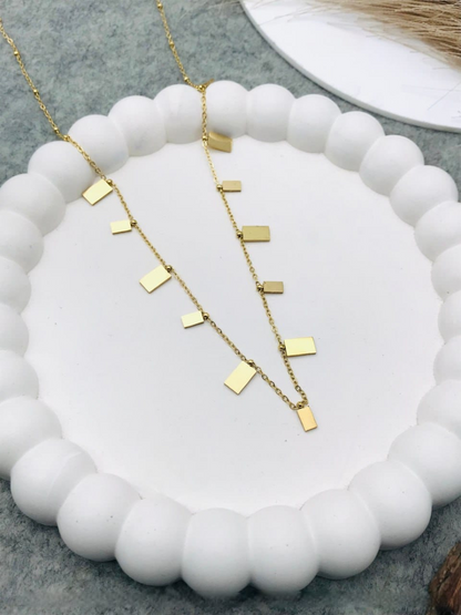 Buy Sleek Rectangular Bar Charms Golden Chain Necklace Online - TheJewelbox