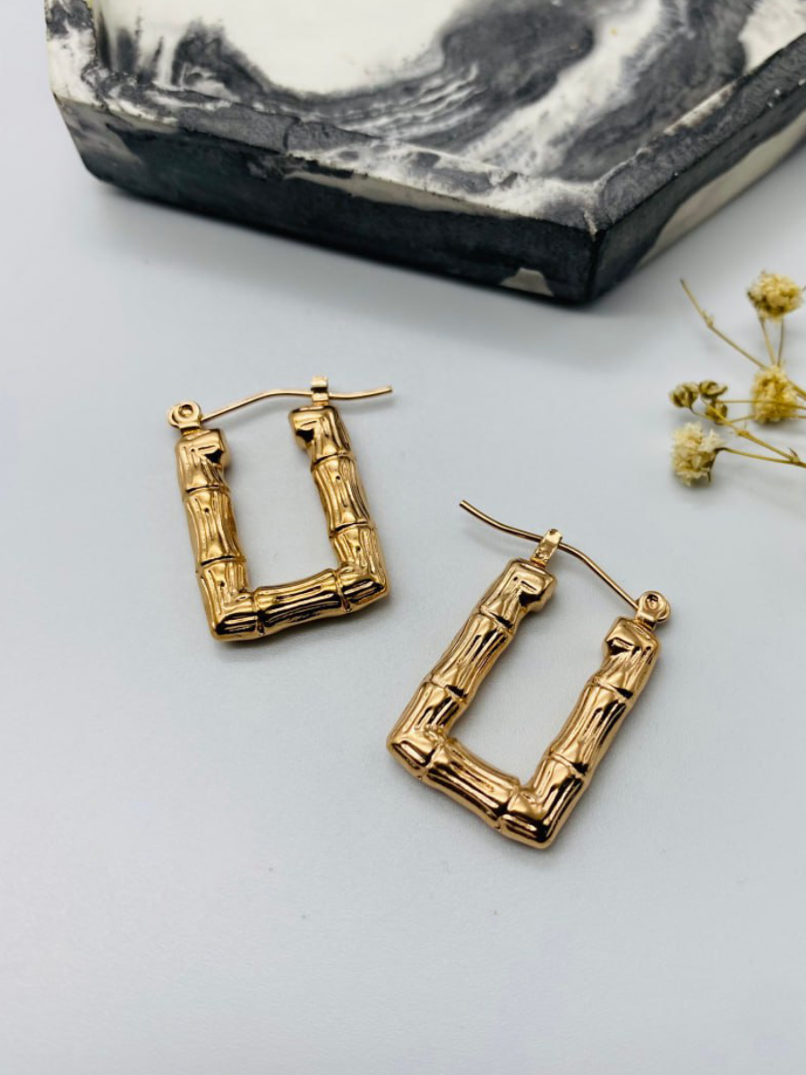 Rose gold 2025 square hoop earrings