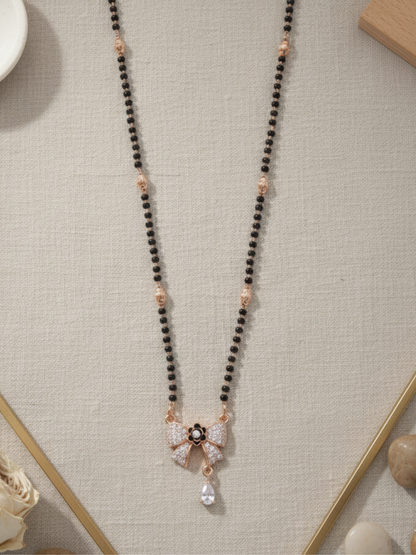 Rose gold bow pendant mangalsutra