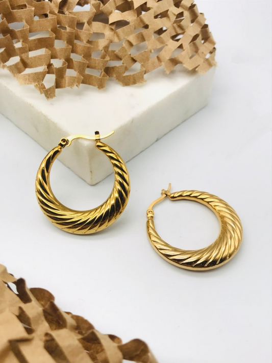 Buy Stylish Gold Plated Twisted Round Hoop Earrings - TheJewelbox