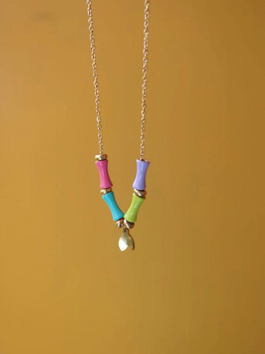Stylish Multicolor Charms Rose Gold Chain Necklace