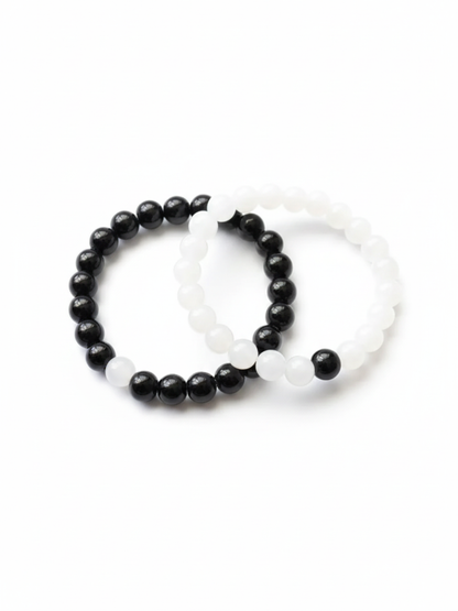 Stylish Black and White Beaded Friendship Bracelets