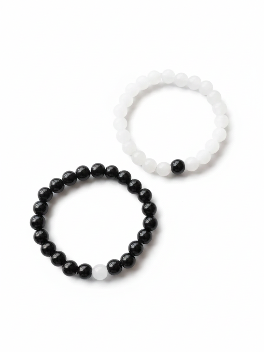 Stylish Black and White Beaded Friendship Bracelets