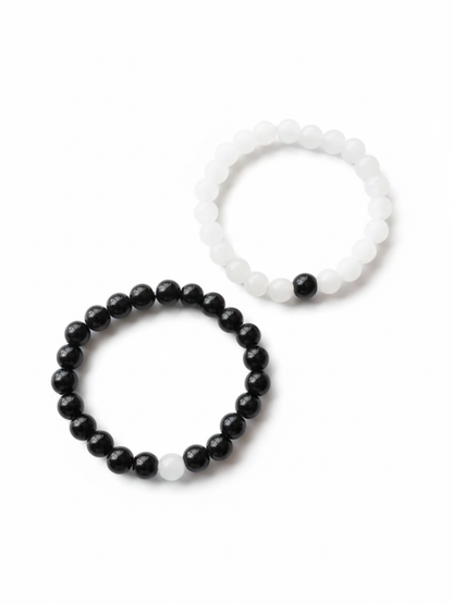 Stylish Black and White Beaded Friendship Bracelets