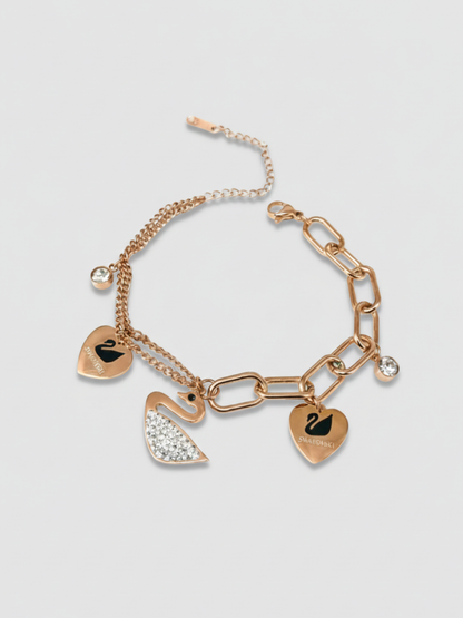 Buy Swan Charms Rose Gold Chain Bracelet Online in India - TheJewelbox