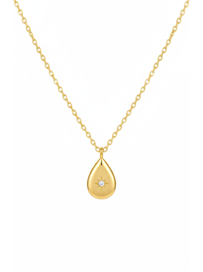 Tiny Star Waterdrop Pendant Golden Chain Necklace