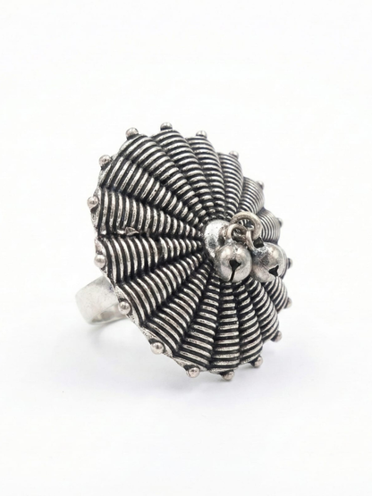Oxidised silver umbrella statement ring