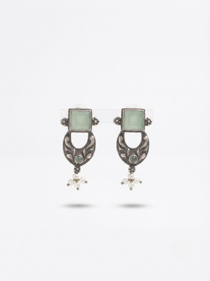 Antique silver pearl drop earrings