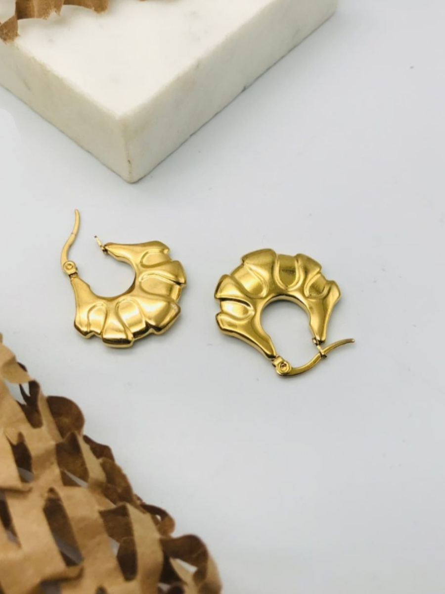 Trendy Gold Plated Chunky Hoop Earrings