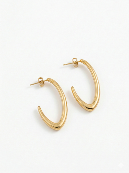 Anti Tarnish Gold Plated Minimal Korean Hoop Earrings