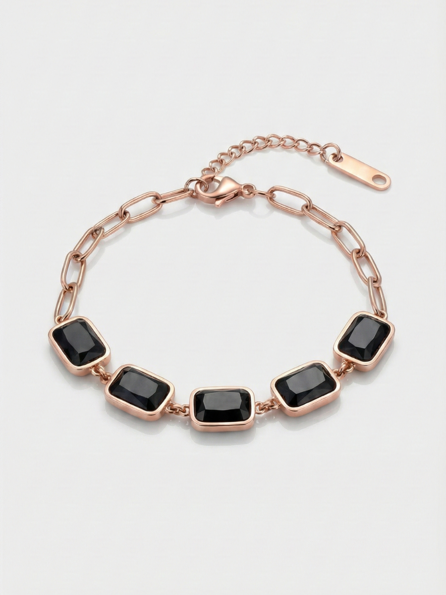 Rose gold black stone bracelet
