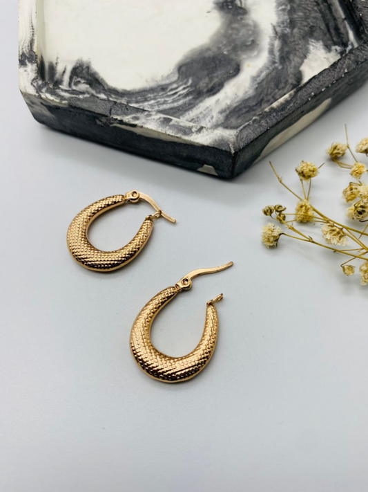 Buy Trendy Rose Gold Plated Textured Hoop Earrings - TheJewelbox