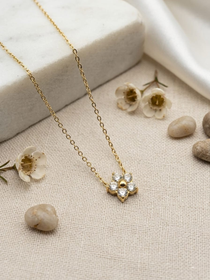 Buy White Flower Pendant Minimal Golden Chain Necklace Online in India