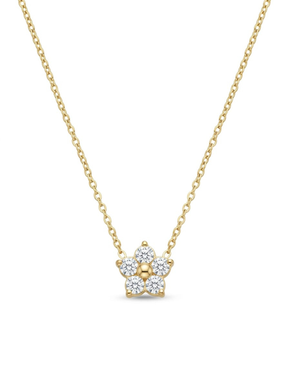 White Flower Pendant Minimal Golden Chain Necklace
