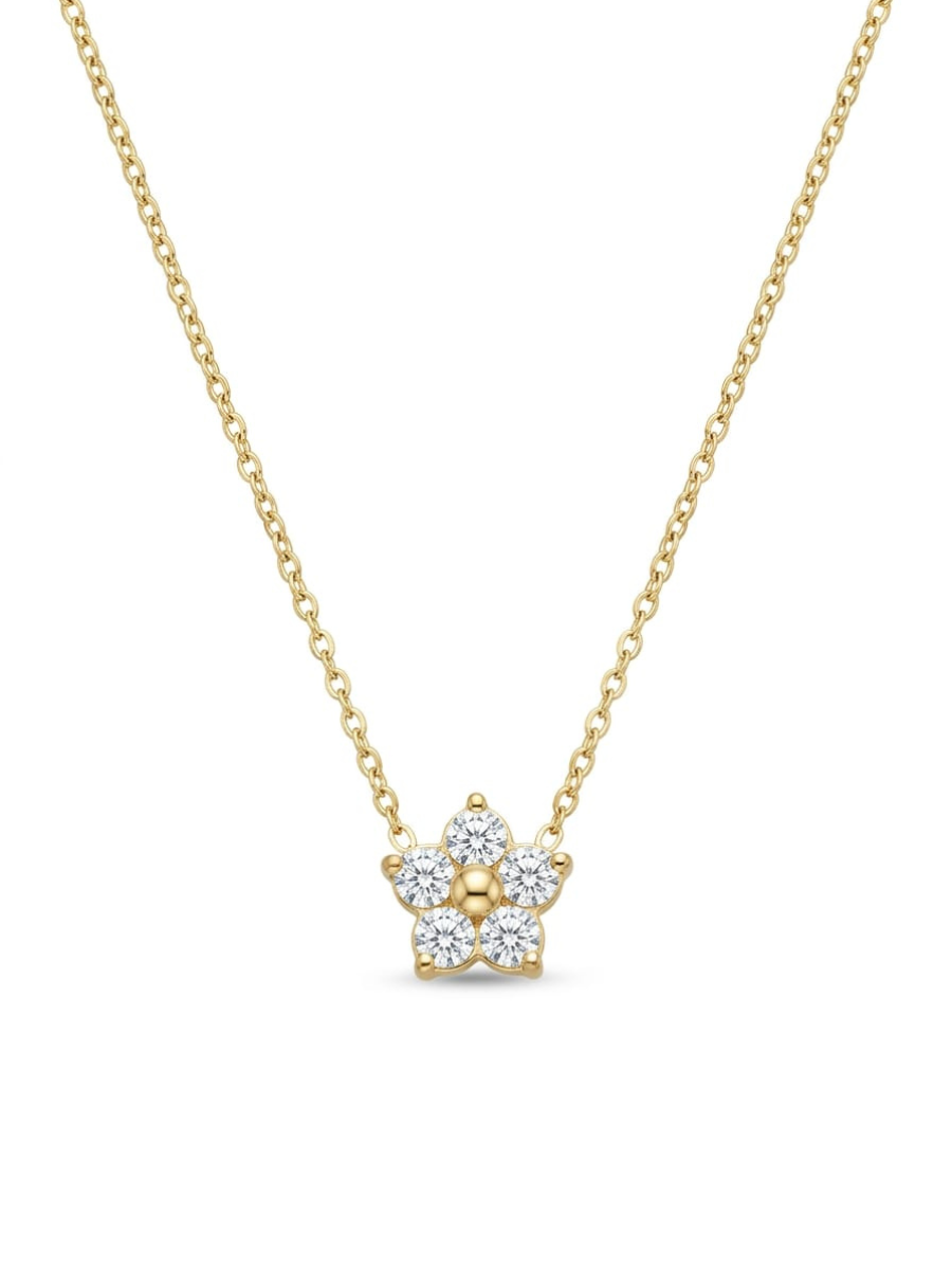 White Flower Pendant Minimal Golden Chain Necklace
