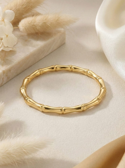 Gold plated bamboo bangle bracelet