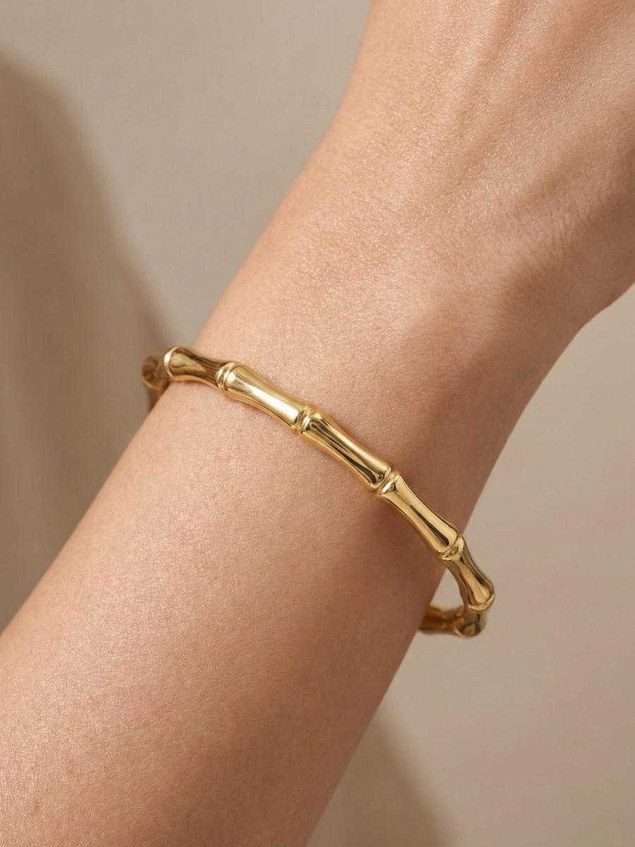 Minimalist gold hinged bracelet women