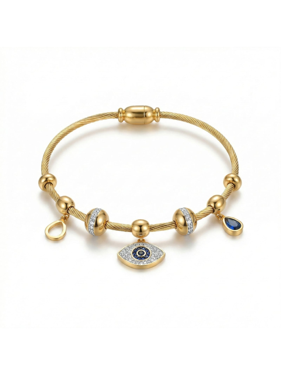 Blue crystal evil eye jewelry