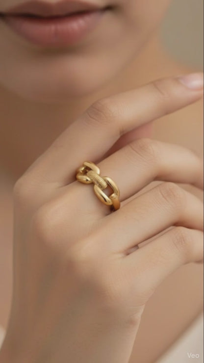 Chunky Adjustable Rose Gold Chain Linked Style Finger Ring