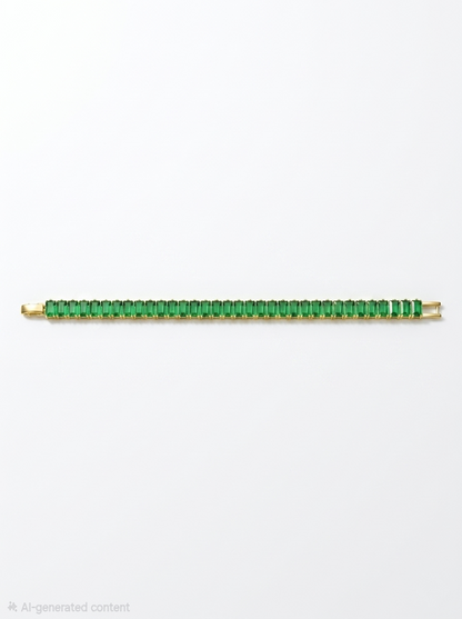 Luxury Gold Plated Emerald Gemstone Tennis Bracelet