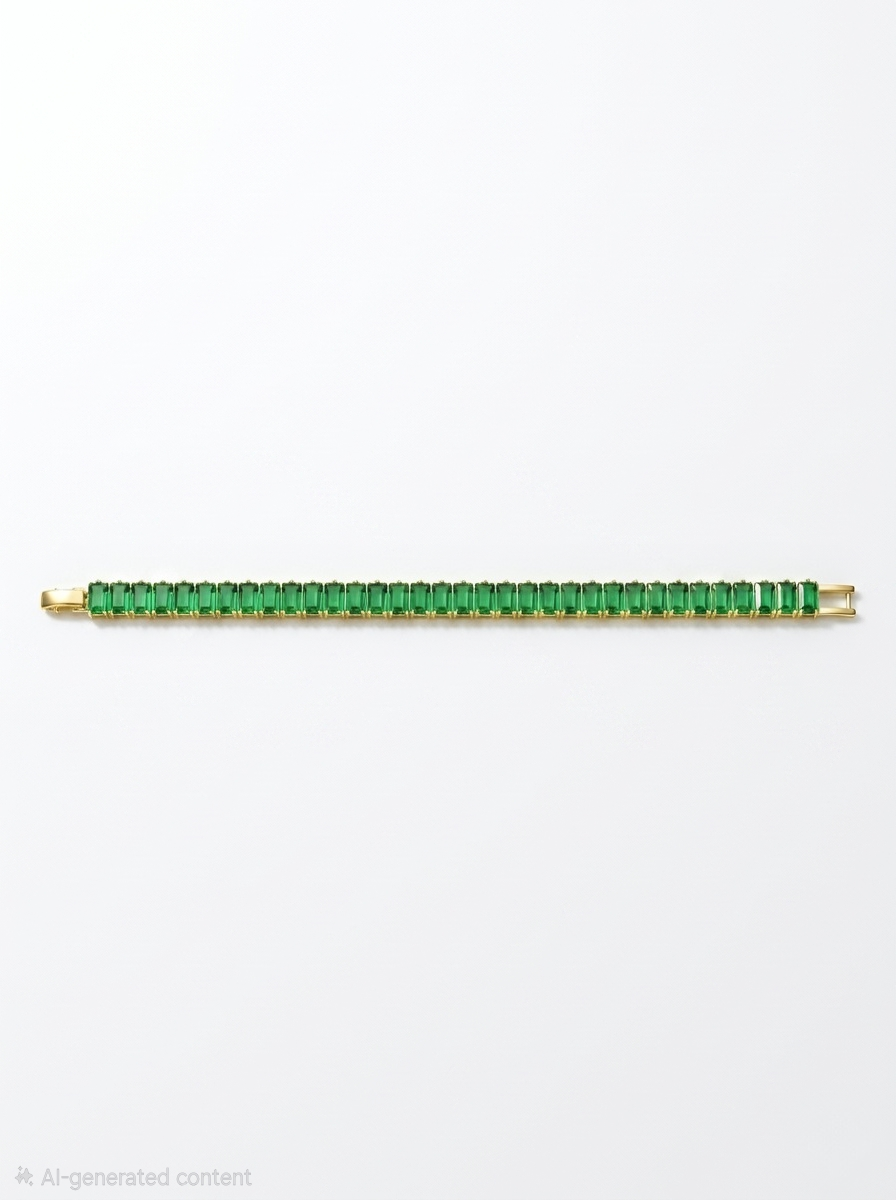 Luxury Gold Plated Emerald Gemstone Tennis Bracelet