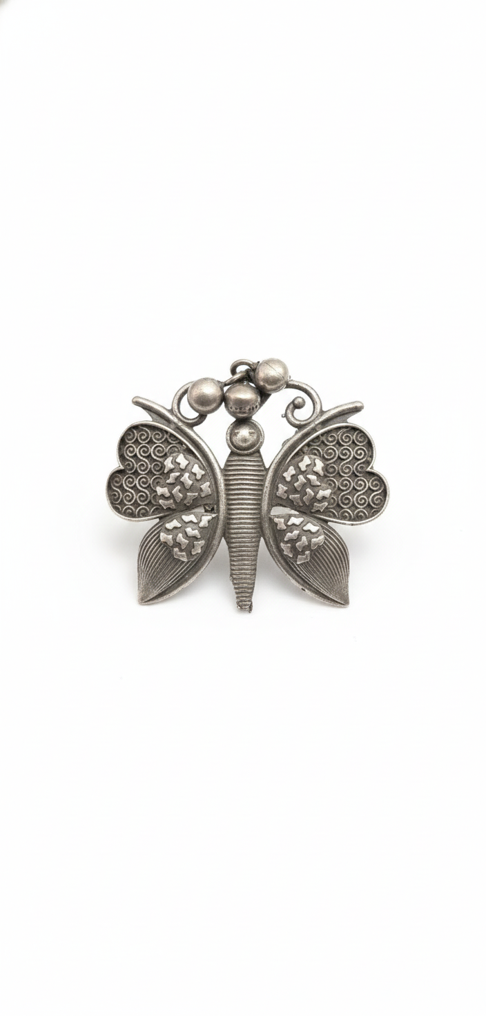 Butterfly Shaped Oxidised Silver Finger Ring