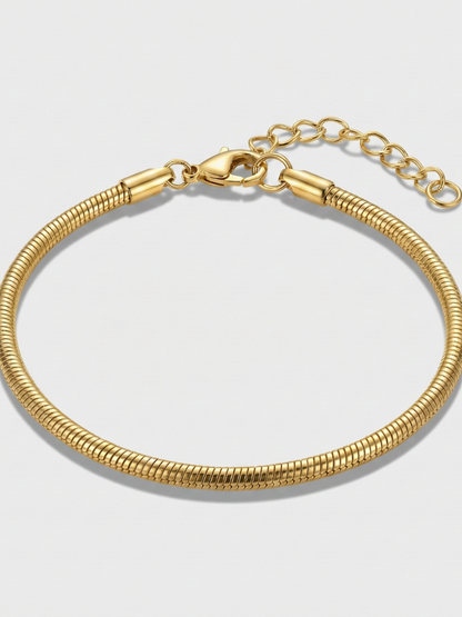 Minimalist Gold Plated Round Snake Chain Bracelet