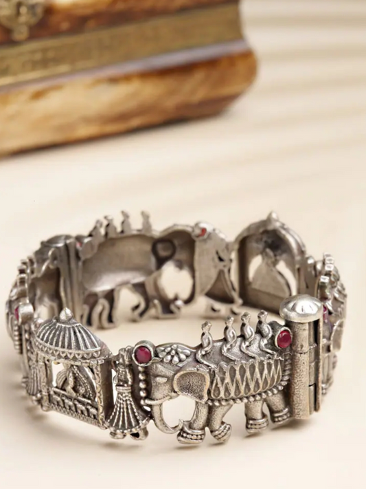 Buy Antique Elephant Shaped Oxidisied German Silver Kada - TheJewelbox