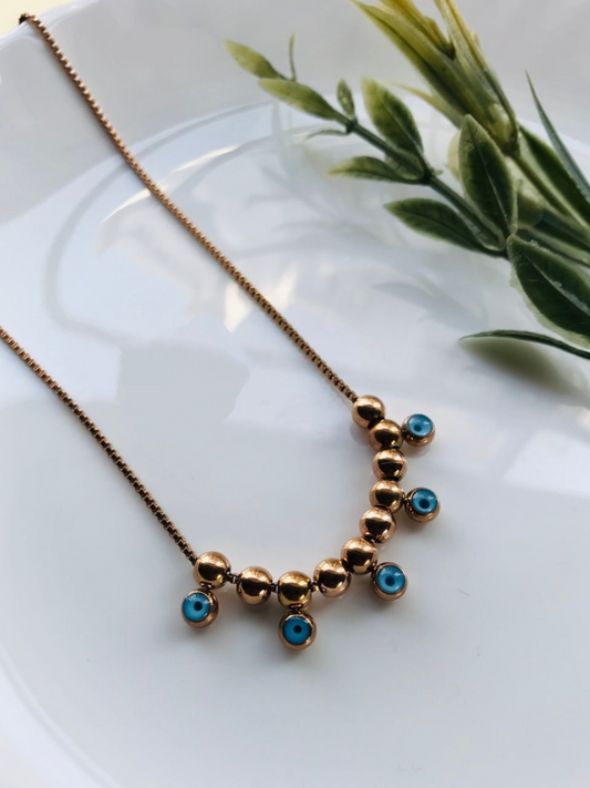 Buy Evil Eye Drops Rose Gold Chain Necklace - TheJewelbox