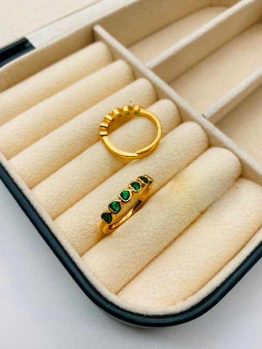 Buy Heart Shaped Green Stone Gold Minimal Ring - TheJewelbox