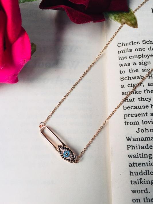 Buy Rose Gold Evil Eye Minimal Diamond Pendant Necklace - TheJewelbox