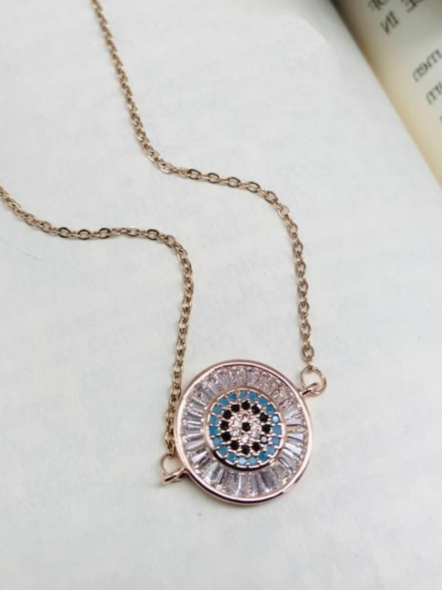 Rose gold 2025 round pendant necklace