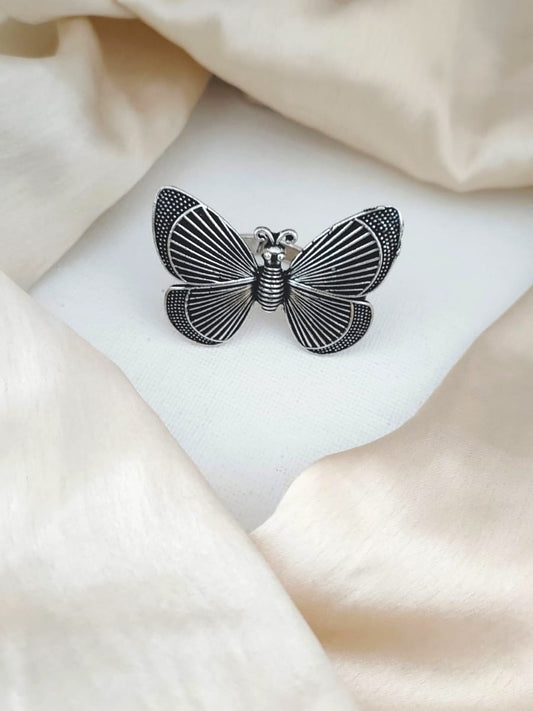 Buy Stylish Butterfly Shaped Adjustable Oxidised Ring - TheJewelbox