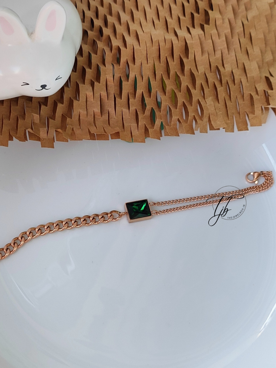 Buy Green Emerald Minimal Statement Bracelet - TheJewelbox