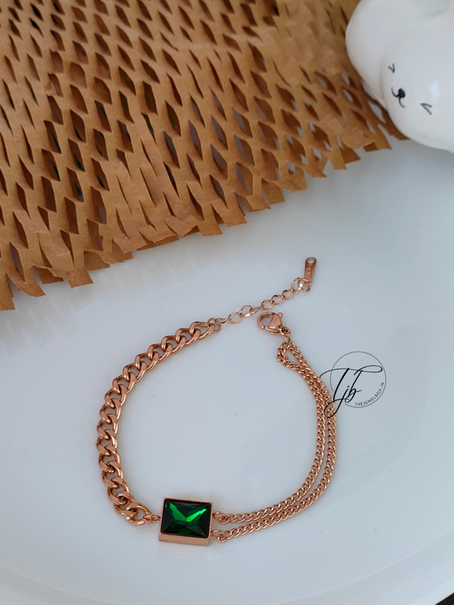 Buy Green Emerald Minimal Statement Bracelet - TheJewelbox