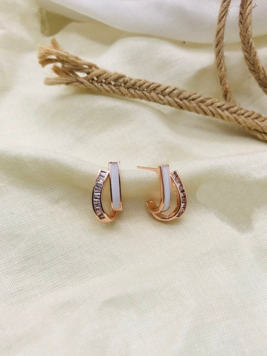 Buy Rose Gold Diamond White Stud Earrings - TheJewelbox